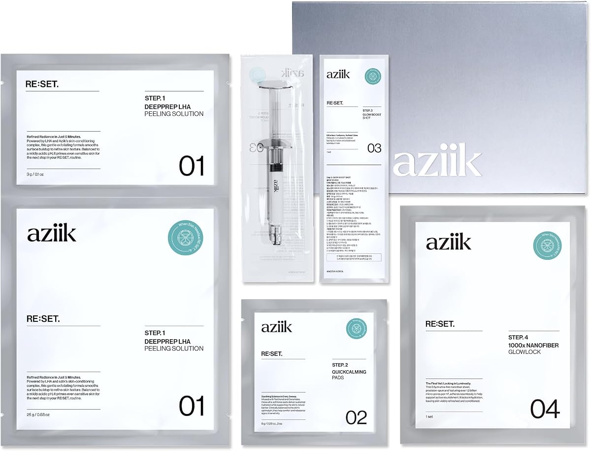 RE:SET At-Home Facial Kit — 4-Step Korean Glass Skin Treatment in 20 Minutes | Weekly Exfoliation&Hydration Reset for Dull, Rough Skin | Before Big Days | Niacinamide, Ceramides, Hyaluronic Acid