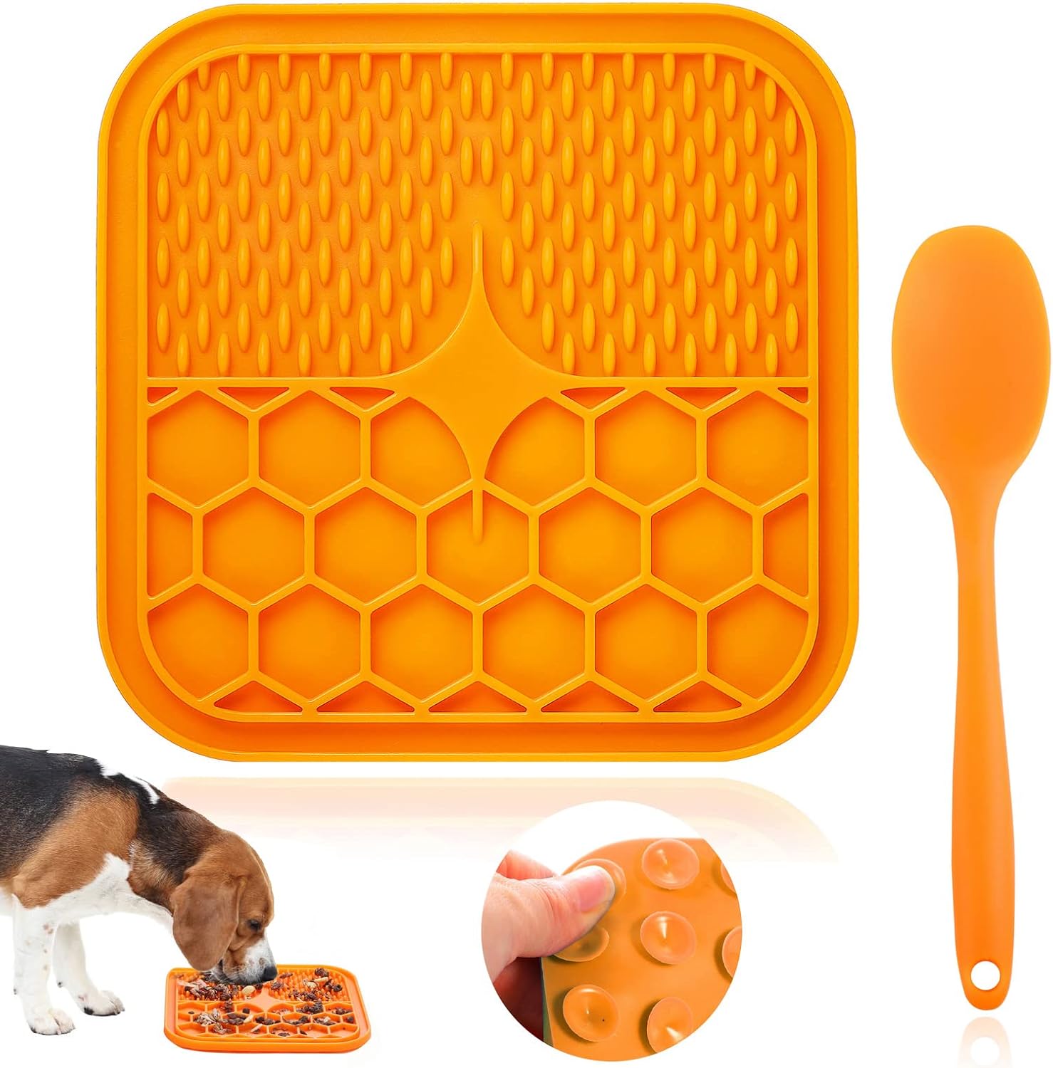 Lick Mat for Dogs, Slow Feeding Licking Mat with Spatula Treat Mat with Strong Suction for