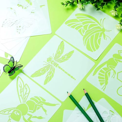 Miniatura 4 de Juego de 20 plantillas reutilizables para estarcir, plantillas de primavera e invierno, de Navidad, para pintar sobre pared de madera, decoración