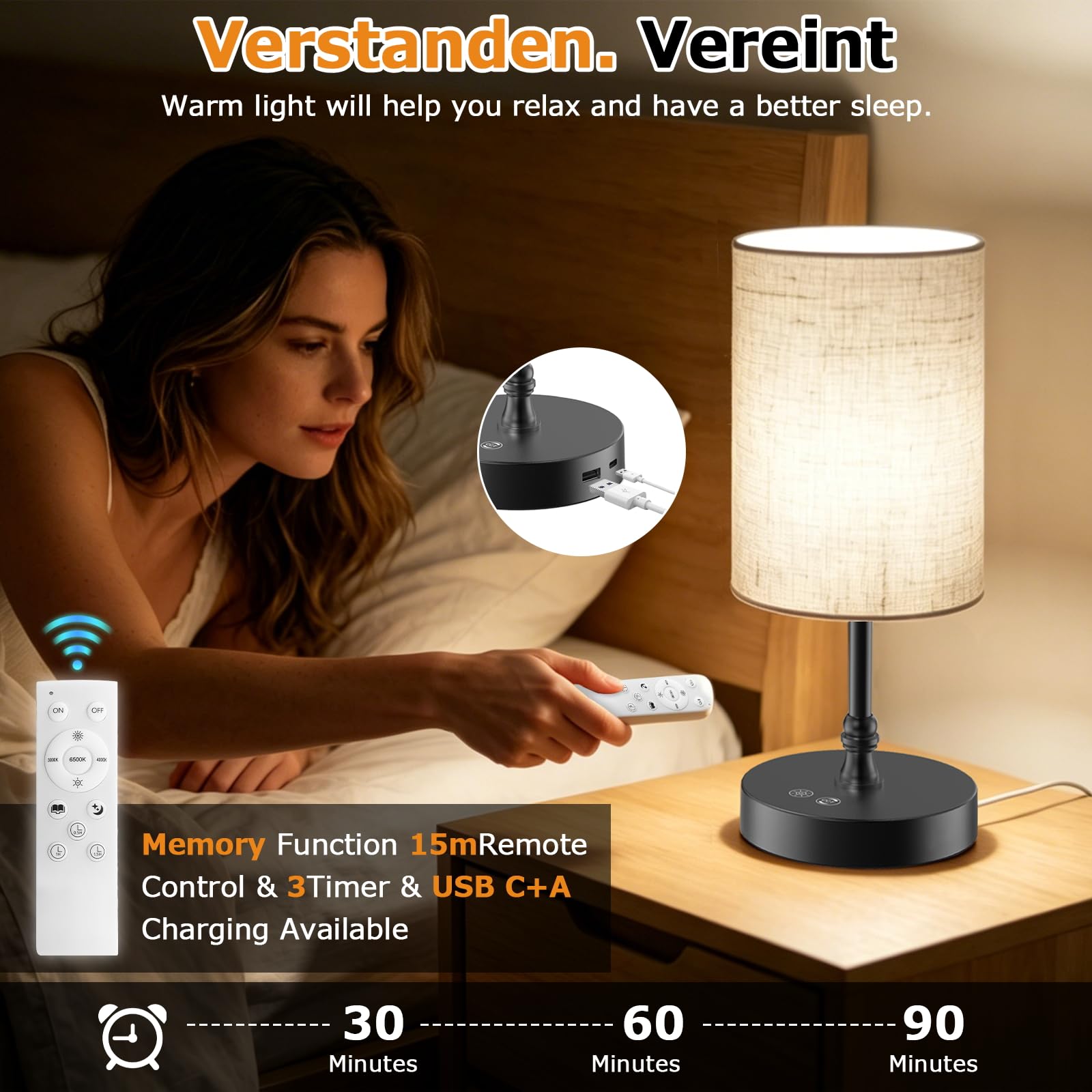 Lámpara de terapia de luz SAD 12000 Lux CRI95 espectro completo control remoto atenuación continua temporizador memoria 360° sin UV negro