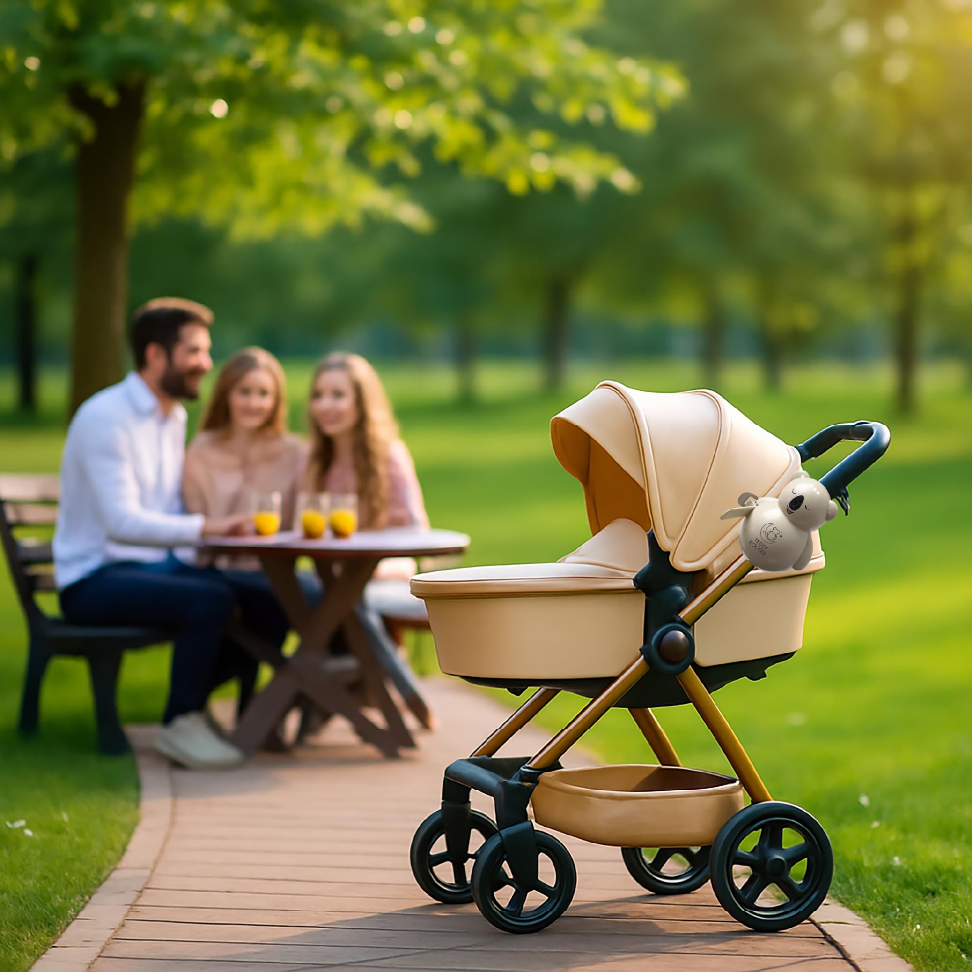 Baby Rocker, Mecedora Automática para Cochecito o Cuna, Bebés hasta 3 años, Portátil, Sensor de Llanto, 5 Velocidades, Temporizador, Batería Recargable USB