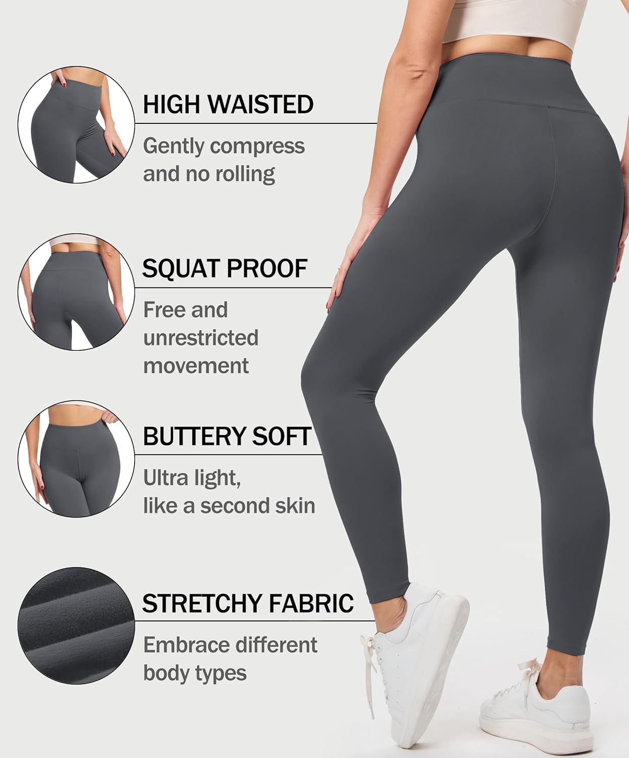 Natural Feelings Buttercloud 3 Pack Leggings for Women-High Waisted Buttery Soft Yoga Pants Lounge Everyday Wear - Image 5