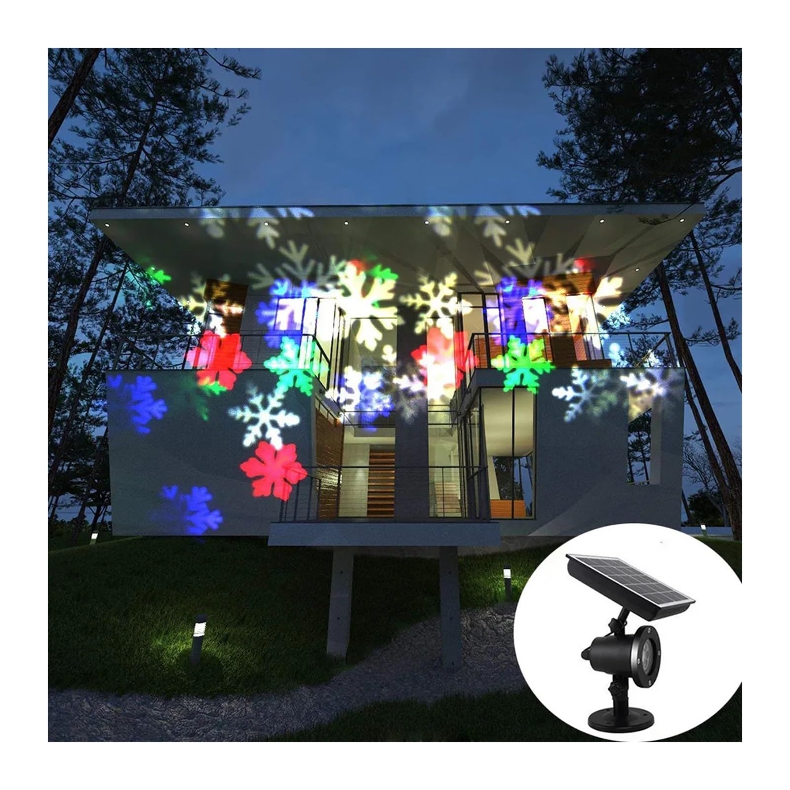 Proiettore di Luce, proiettore olografico di Halloween, Luce Solare da Discoteca a Forma di Fiocco di Neve di Natale IP65, Lampada da proiezione di nevicate in Movimento per Esterni, decoraz