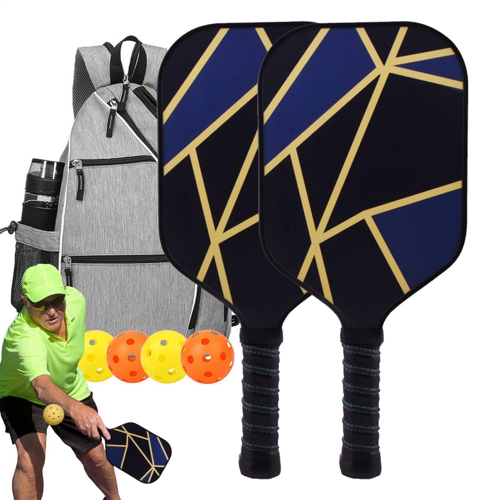 Wiosła Pickleball | Zestaw wiosła Pickleball dla początkujących | i przenośna rakieta do marynowania z kulkami, sprzęt do marynowania z włókna szklanego użytku w pomieszczeniach na zewnątrz
