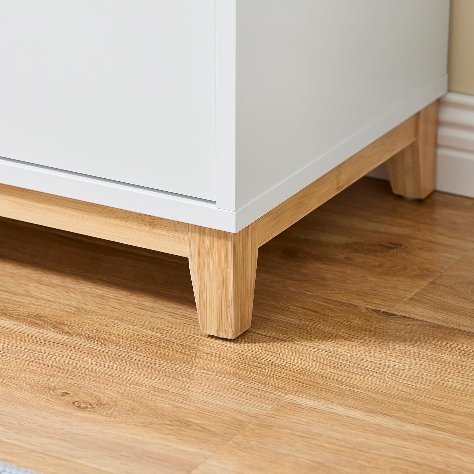 SoBuy Credenza Cucina Mobile Soggiorno – Madia Salvaspazio con Cassetto e Ripiani Regolabili - Mobiletto Ingresso Multiuso Per Cucina, Ingresso o Salotto - Bianco/Naturale 60x34x85cm FSB97-WN