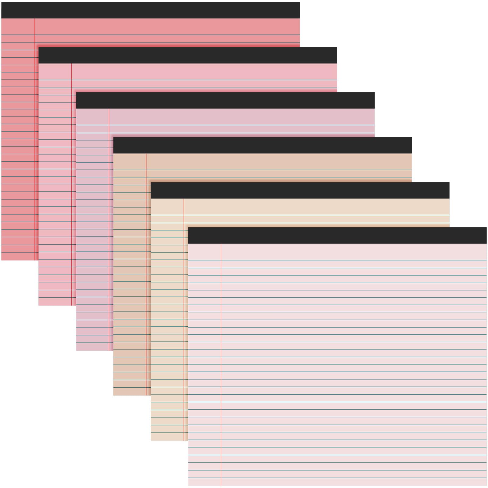 Lincia 6 Pcs 11" x 9.5" Legal Pads College Ruled Notepad Landscape Notebook Horizontal Lined Notebook 80 Gsm Assorted Colors Paper Pastel Writing Pads for School Office, 40 Sheet (Soft Color)