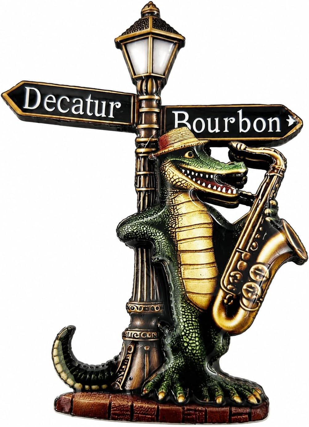 New Orleans Decatur Gator Bourbon Street Wooden Laminate Refrigerator Magnet