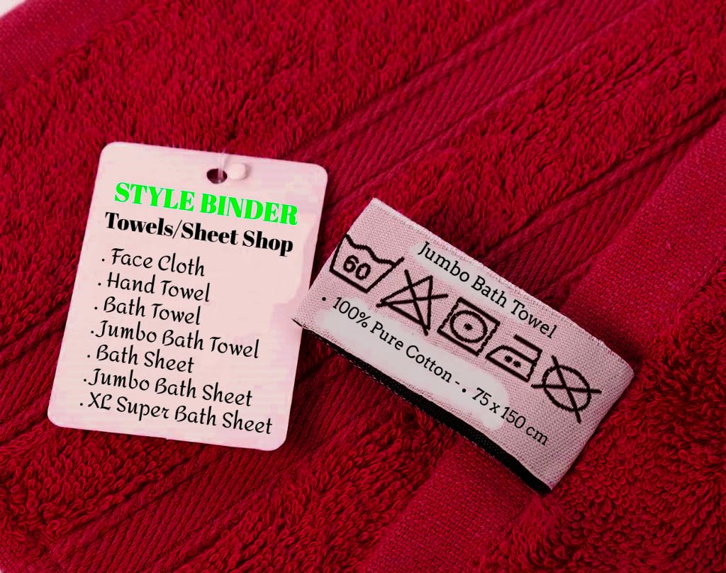S & B Pack of 2 Jumbo Bath Towels Sheets 100% Pure Cotton Quick Dry Gym, Spa - Image 2