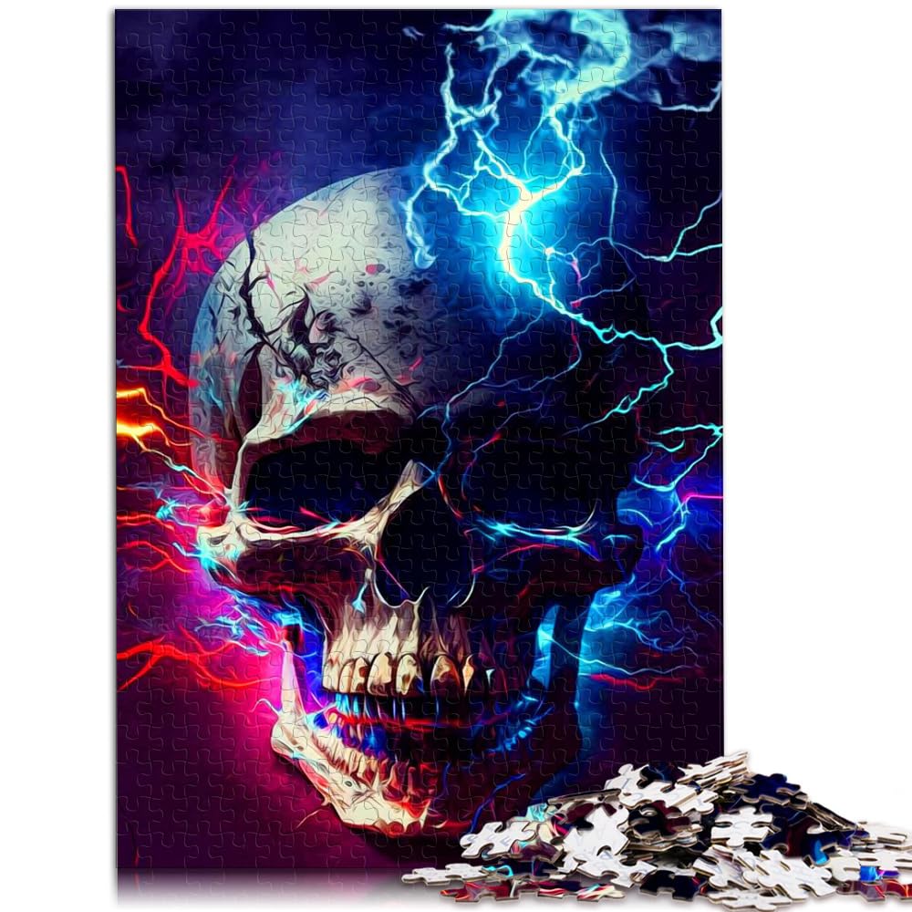 1000 Teile Totenkopf-Puzzle Für Erwachsene – Fertig 26x38 Cm, Mit Leinendruck Für Blendfreies Legen, Fördert Entspannung