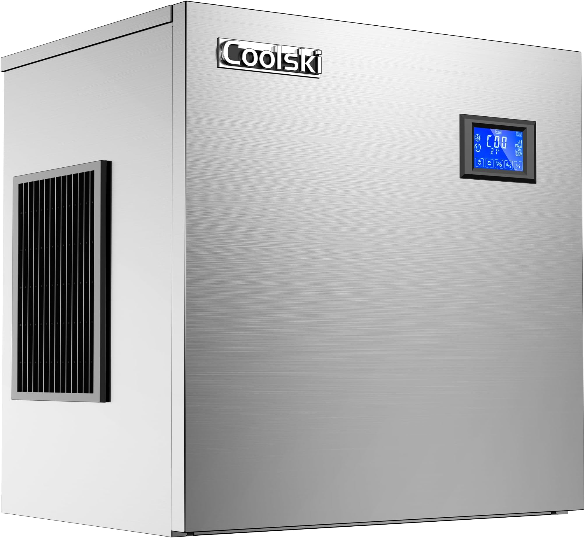 Coolski Commercial Ice Maker 450LBS/Day, Top Portion of Ice Machine, Clear Ice Cubes/Air Cooling/22 Inch Wide/Stainless Steel