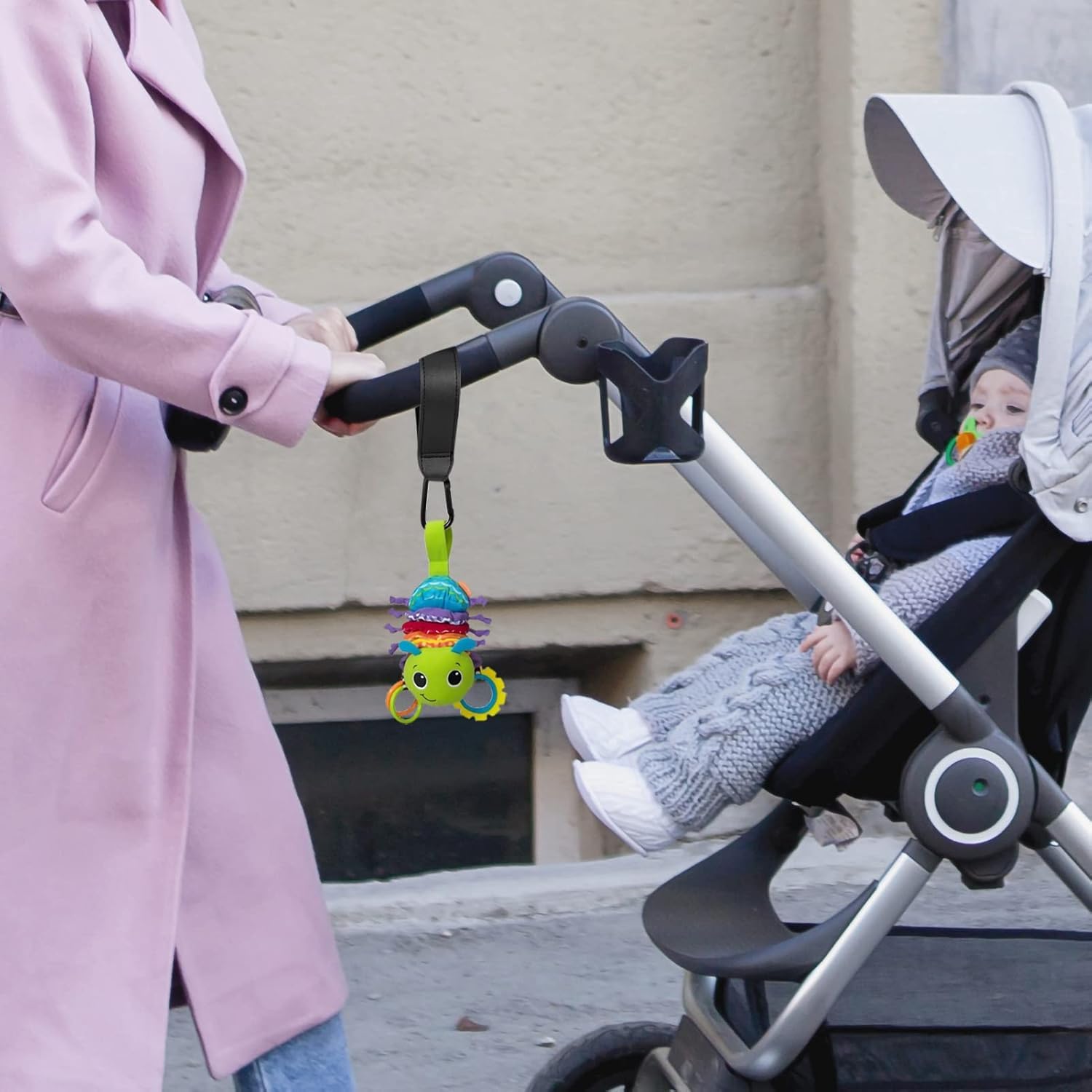 STORE 2508 Pack of 2 Adjustable Stroller Hooks with Carabiners 4