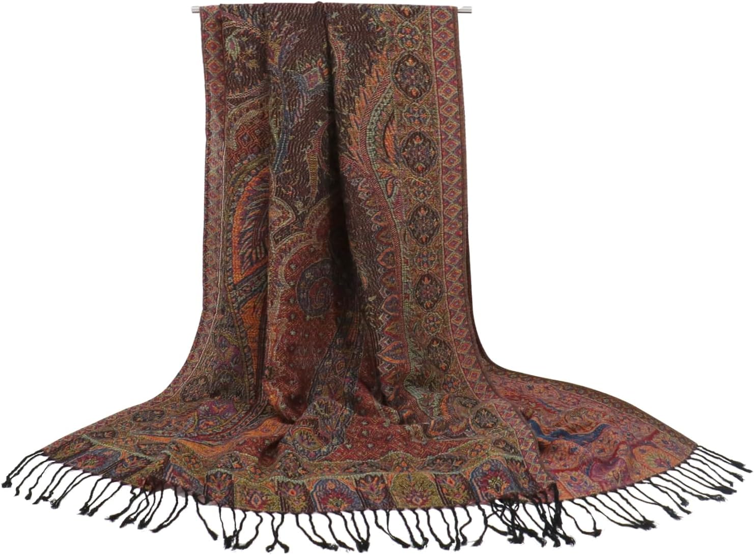 Ciormis Two Tone Silky Paisley Pashmina Shawl Scarf,Soft Women's Rave Jacquard Pashminas Wrap Scarves - Image 5