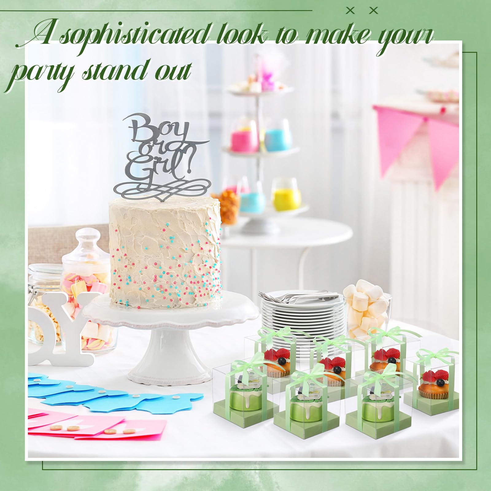 50 cajas transparentes para cupcakes, contenedores individuales de plástico de 3.5 pulgadas, cajas individuales para cupcakes con insertos y cinta, soportes individuales para cupcakes, almacenamiento