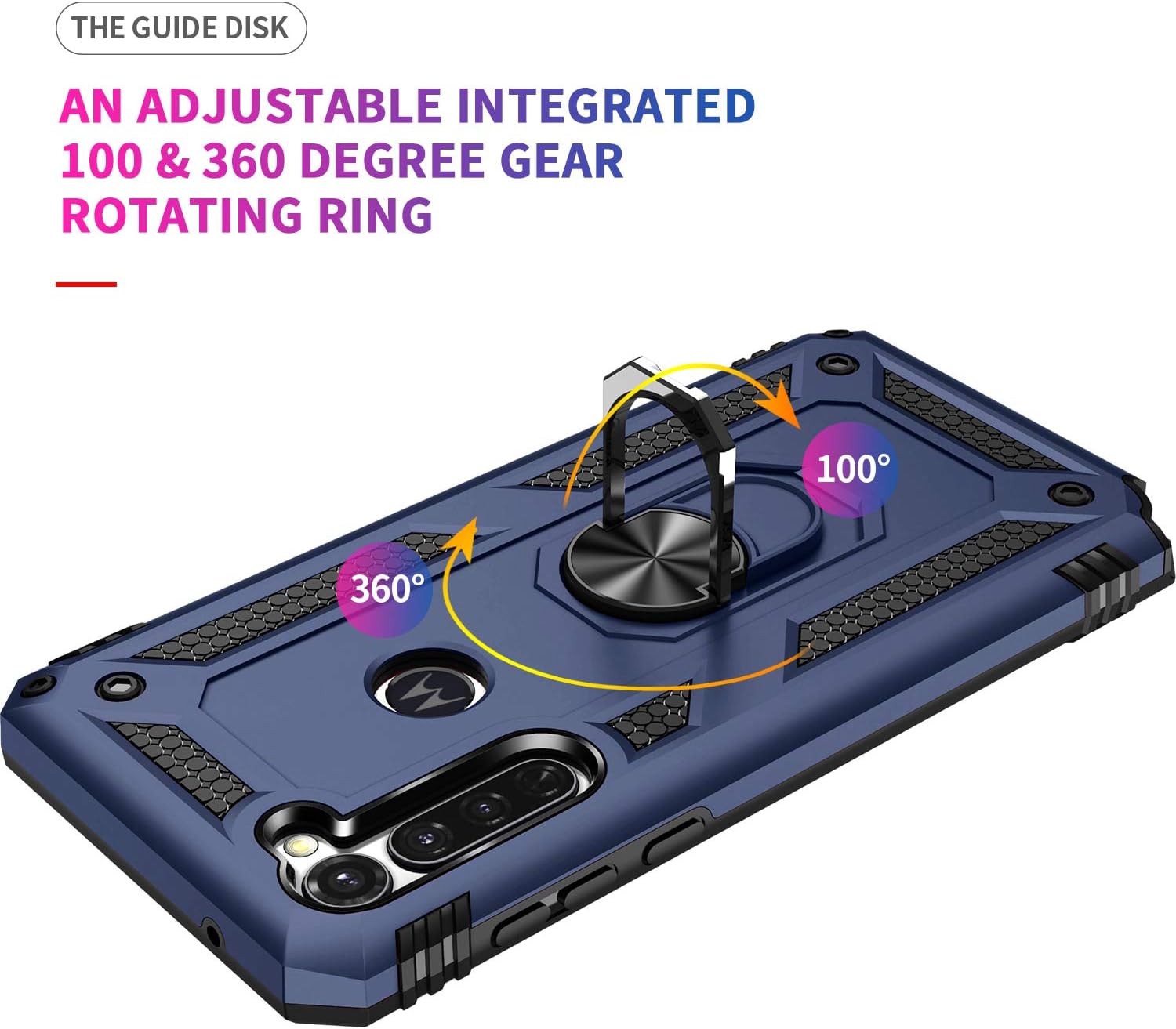 Moto G Stylus (2020) Case, Moto G Pro (2020) Case, with Tempered Glass Screen Protectors, Androgate Ring Kickstand Car Mount Shockproof Cover Case for Motorola Moto G Stylus/Pro, Blue