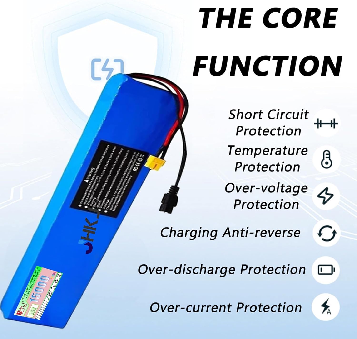 36V Lithium Ion Battery 15Ah Rechargeable Battery with BMS Protection Board and Charger 36V PVC Lithium Battery for 50W-550W Motor Conversion Kit