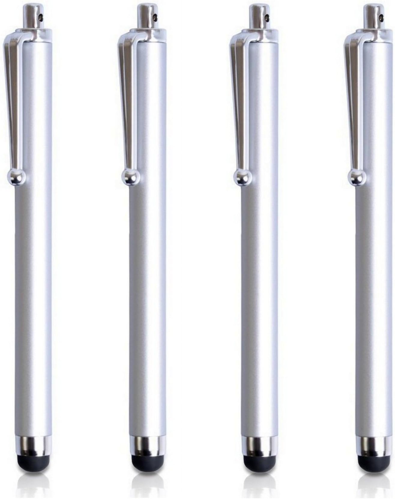 TEEPEE ONLINE® PACK OF 4 x SILVER HIGH CAPACITIVE STYLUS PENS for TOUCH SCREENS, iPAD iPHONE SMASUNG HTC NOKIA BLACKBERRY SONY ASUS ACER WINDOWS and all other Capacitive Screens Devices