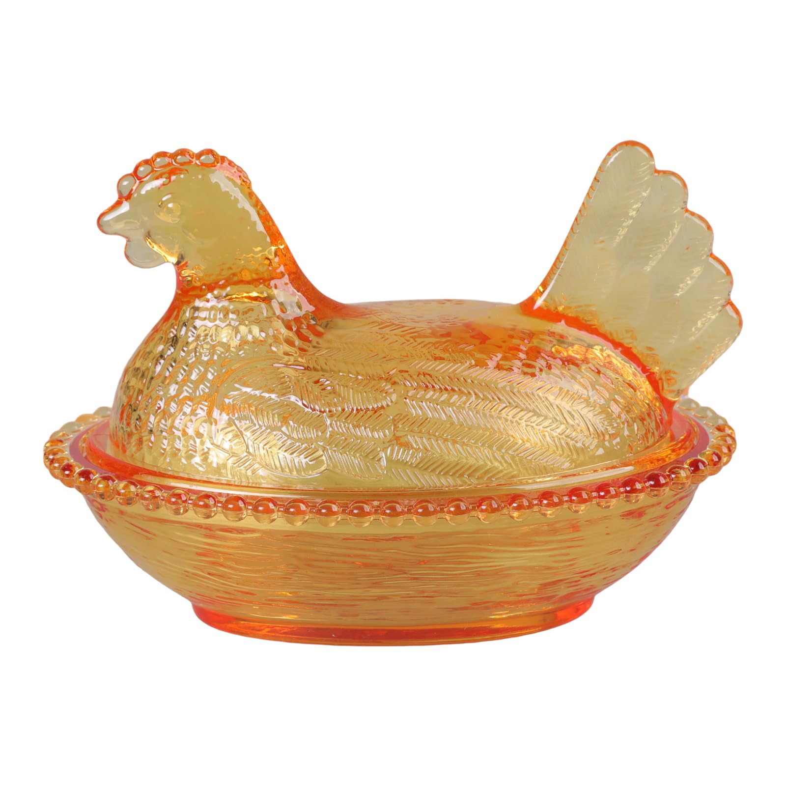 ZBIianxer Clear Hen Figurine Trinket Box with Lid for Easter Party Desktop Ornaments Hen on Nest Candy Jar with Lid Desk Decors