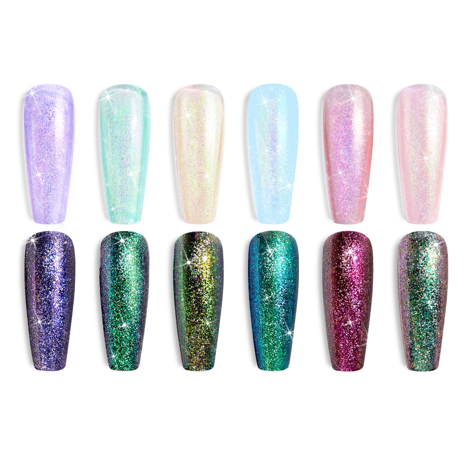 LIBERTY BUGSGel Nail Polish Set. 6 Pcs Chameleon Glitter Nail Polish Nebula Halo Collection Summer Color Soak Off Nail Lamp Gel Nail Kits Manicure Nail Art Design Salon DIY at Home