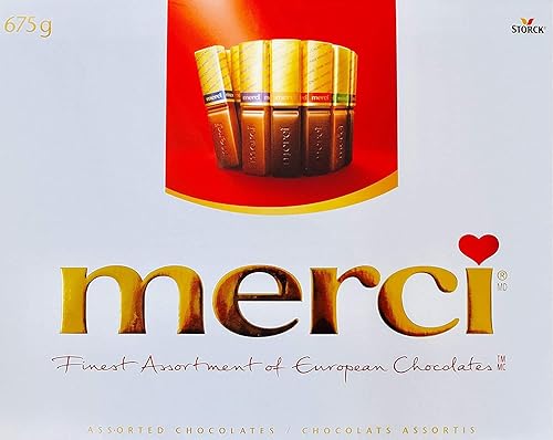 Merci El mejor surtido de chocolates europeos. Paquete económico de 23.8 onzas. 54 piezas de chocolates europeos finos envueltos individualmente.