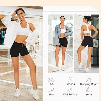 SIMIYA Cycling Shorts Women with Pockets Tummy Control High Waist Shorts