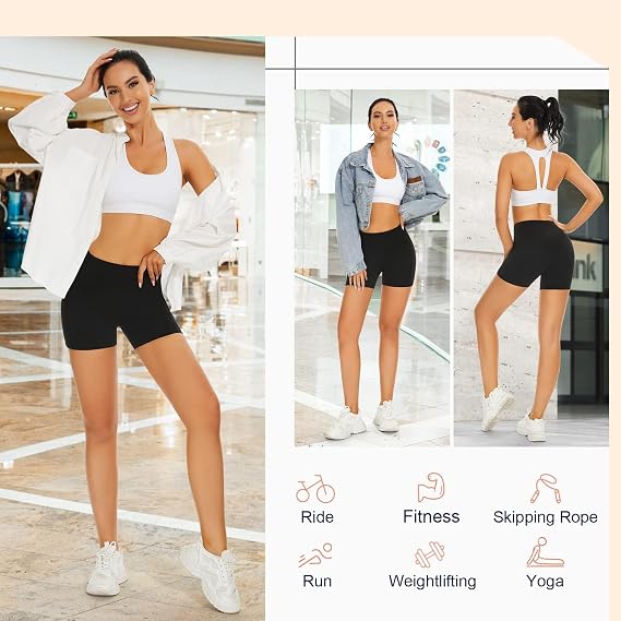 SIMIYA Cycling Shorts Women with Pockets Tummy Control High Waist Shorts