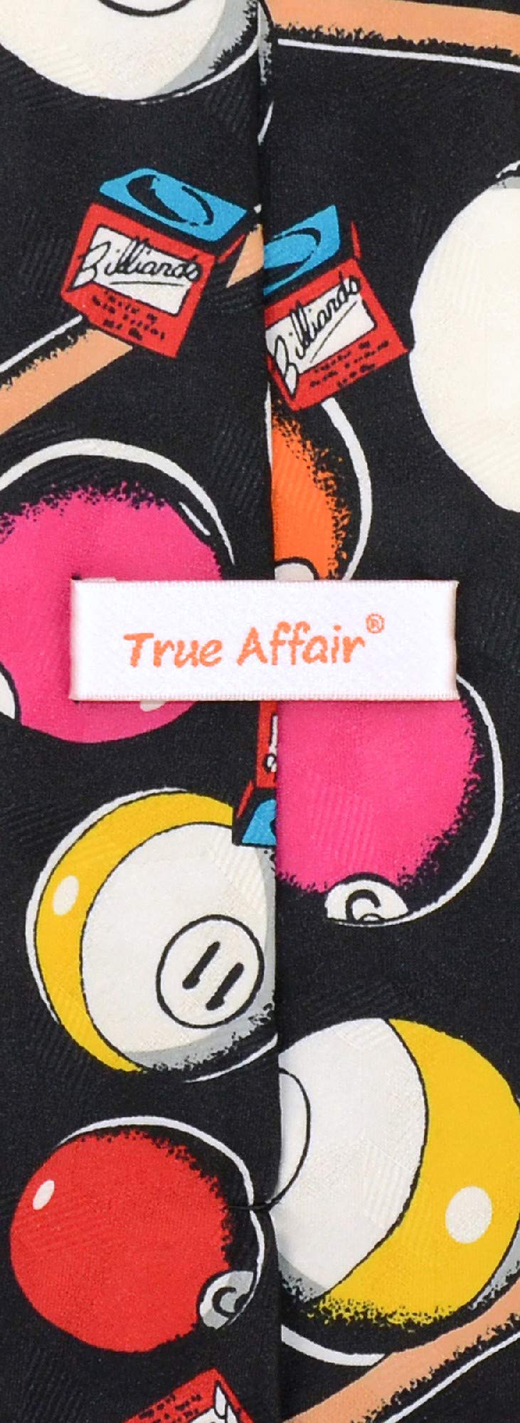 True Affair Billiard Balls NeckTie Cue Sticks Pool Themed Design Mens Neck Tie
