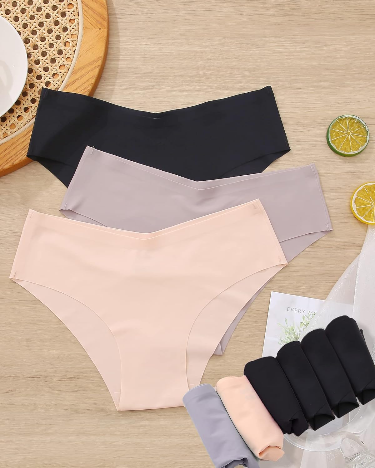 ROSYCORAL Women’s Seamless Bikini Panties Soft Stretch Invisibles Briefs No Show Hipster Underwear cheeky 9 pack XS-L - Image 3