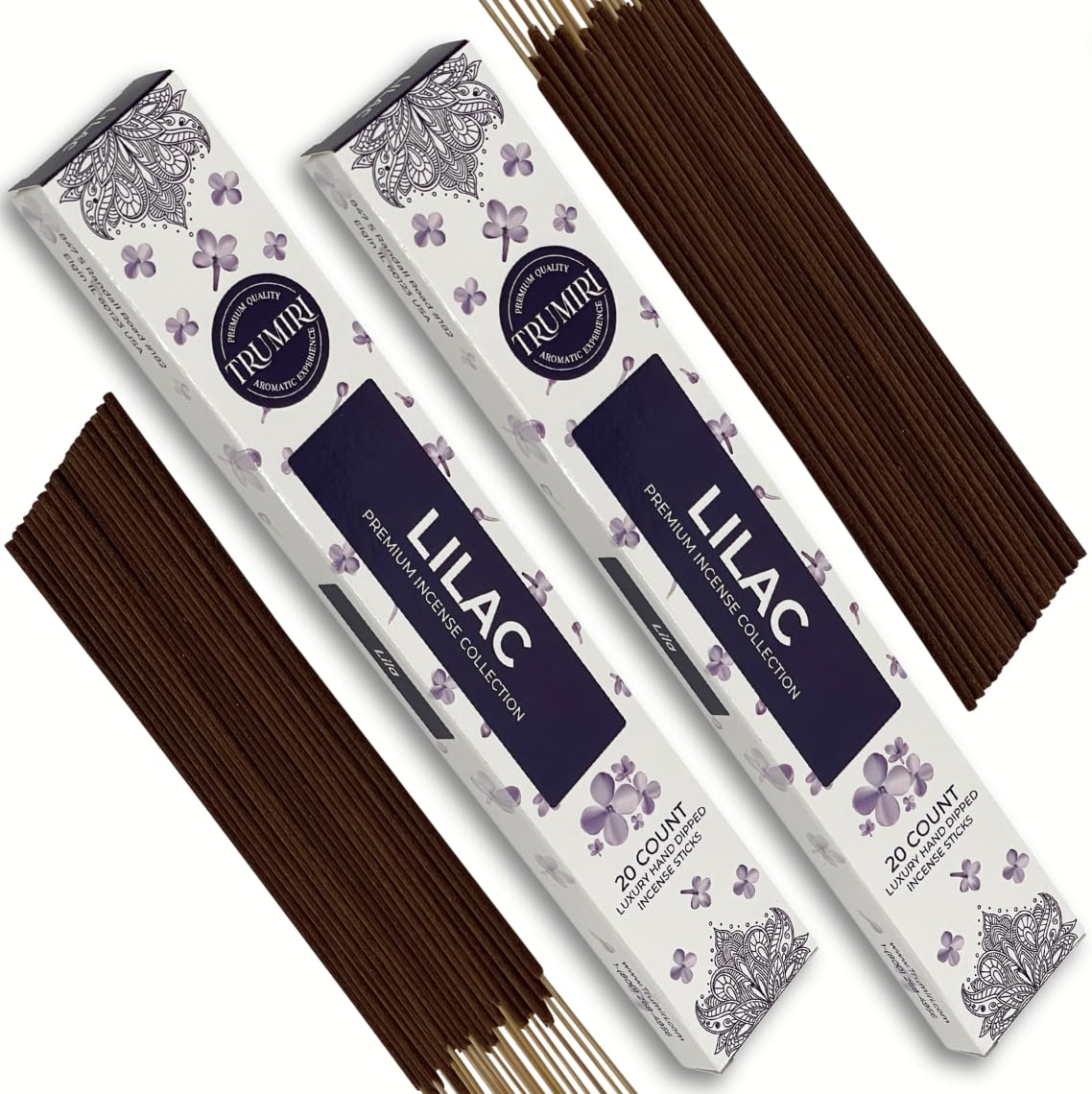 TRUMIRI Lilac Incense Sticks - Total 40 Sticks - Dual Pack of 20 - Non Toxic - Natural Fragrance