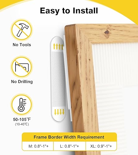 Miniatura 3 de Tiras grandes para colgar cuadros, resistentes, sin daños para paredes sin clavosherramientas, kit de tiras adhesivas de gancho y bucle para pared,