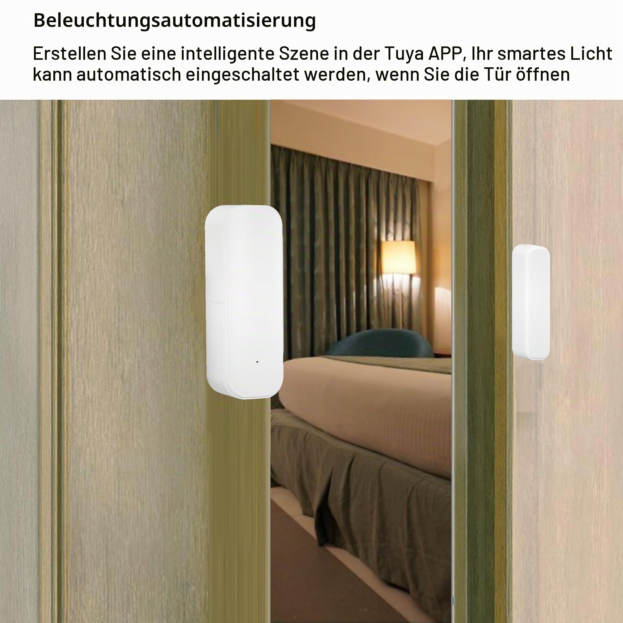 Tuya intelligenter Tür-/Fenster Sensor, kabelloser Fenstersensor, Echtzeit-Alarm, kompatibel mit Alexa Google Assistant, Sicherheitstür, offener Kontaktsensor für Geschäftseinbrecheralarm (4 Stück)