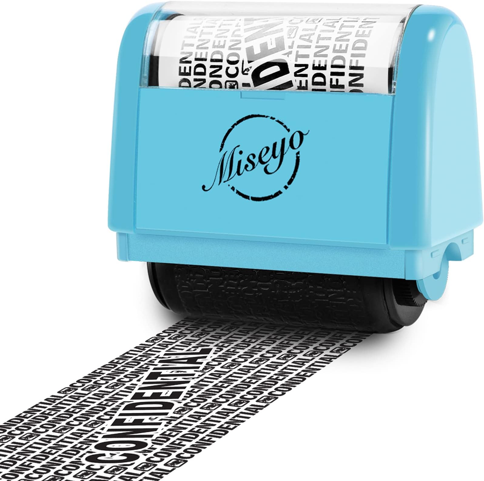MiseyoWide Roller Stamp Identity Theft Stamp 1.5 Inch Perfect for Privacy Protection - Blue