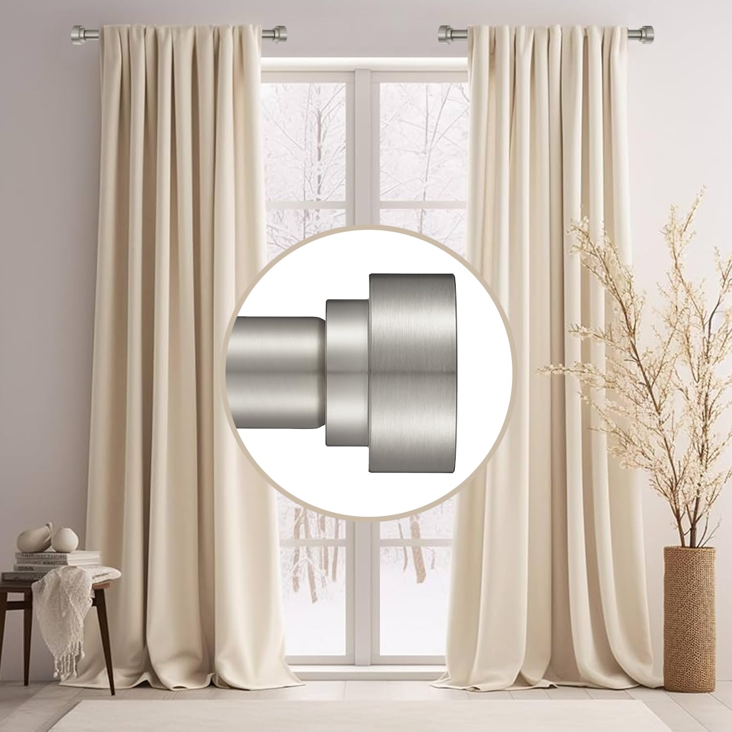 Kurze Gardinenstange, 30,5–50,8 cm, Teleskop-Seitenvorhangstangen, 2,5 cm Stange, verstellbare Metall-Gardinenstange, Matte Nickel Küche, Haushalt & Wohnen
