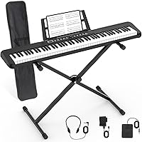 Crrtvt 88-Key Semi-Weighted Digital Piano Keyboard with Bluetooth, Stand, Sustain Pedal, MIDI - Ideal for Beginners & Pros