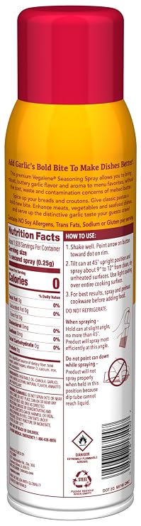 Vegalene Garlic Mist Seasoning Spray, 17oz Aerosol, 6-Pack