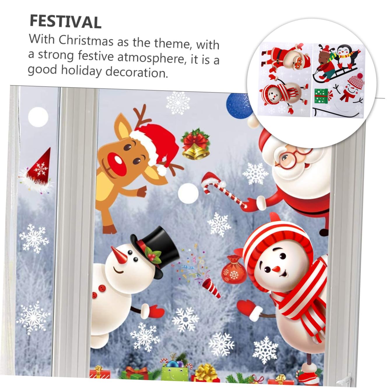 BESTonZON 4stücke Teiliges Weihnachtsglas Fensterdekoration Cartoon Weihnachtsmann Einfache Anwendung Abnehmbar Bunte Aufkleber Für Festliche