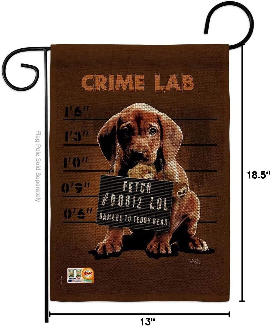 Crime Lab Burlap Garden Flag Animals Dog Puppy Spoiled Paw Canine Fur Pet Nature Farm Animal Creature Small Decorative Gift Yard House Banner Double-Sided Made In USA 13 X 18.5