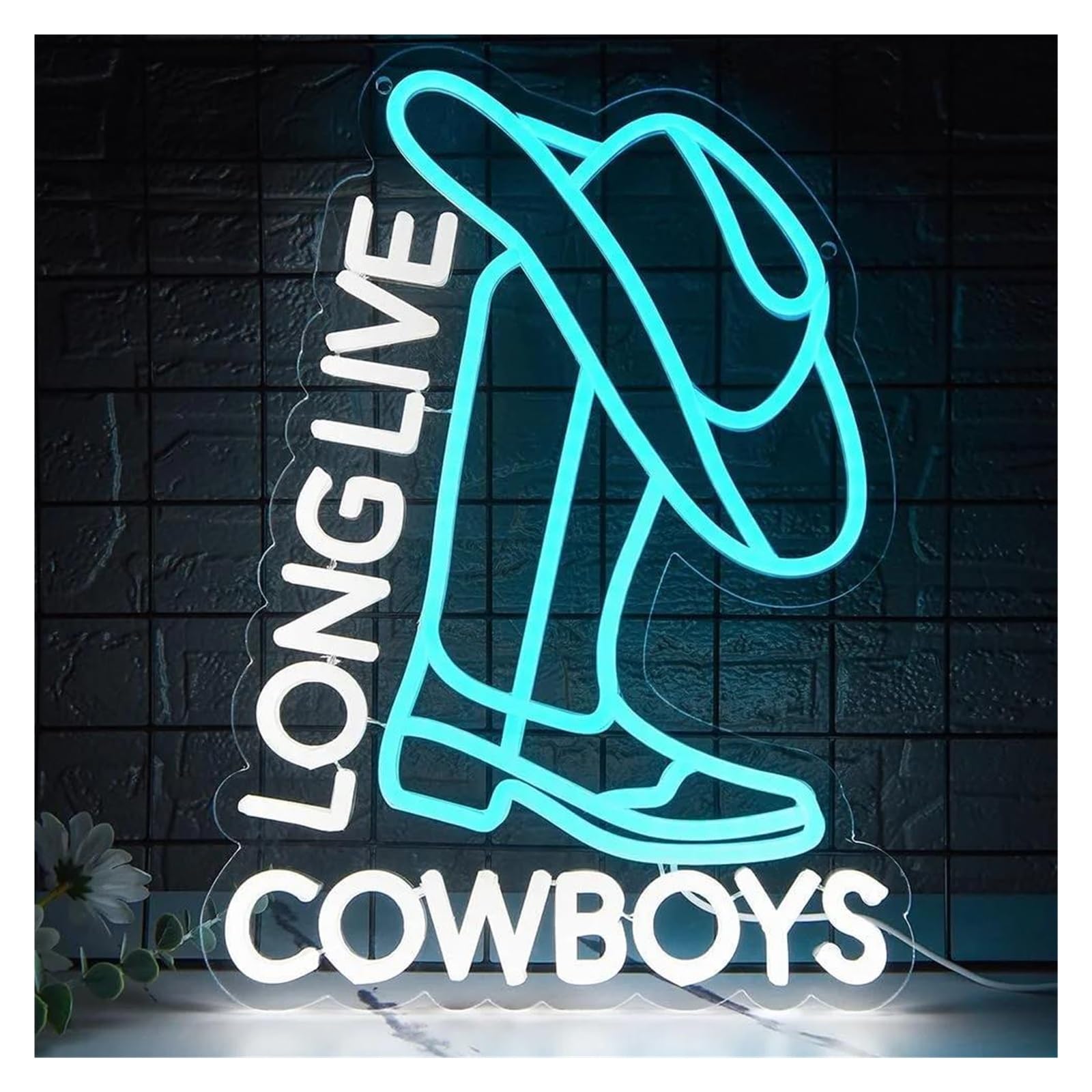 SHOUXI Sign Lamp Cowboy Boot Neon Sign Long Live Cowboys for Music Party Decoration Party Club Western Theme Room Bedroom 41cmх29.5cm
