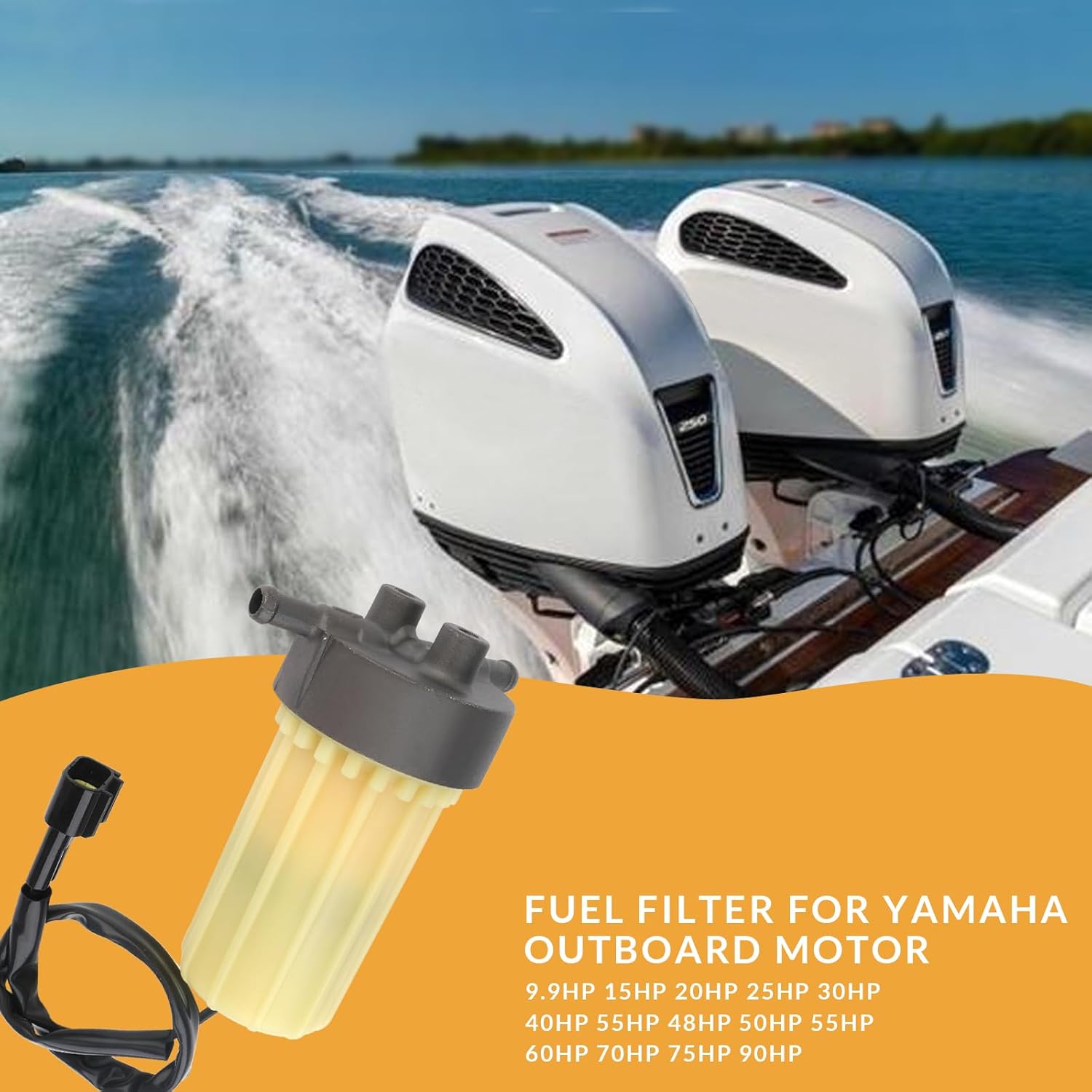6P3-24560-03 Cartridge Fuel Filter for Yamaha F200, F225, F250, LF150, LF200, LF225, LF250 (2006-2025) Outboard Engine Fuel Water Separator Fuel Water Separator