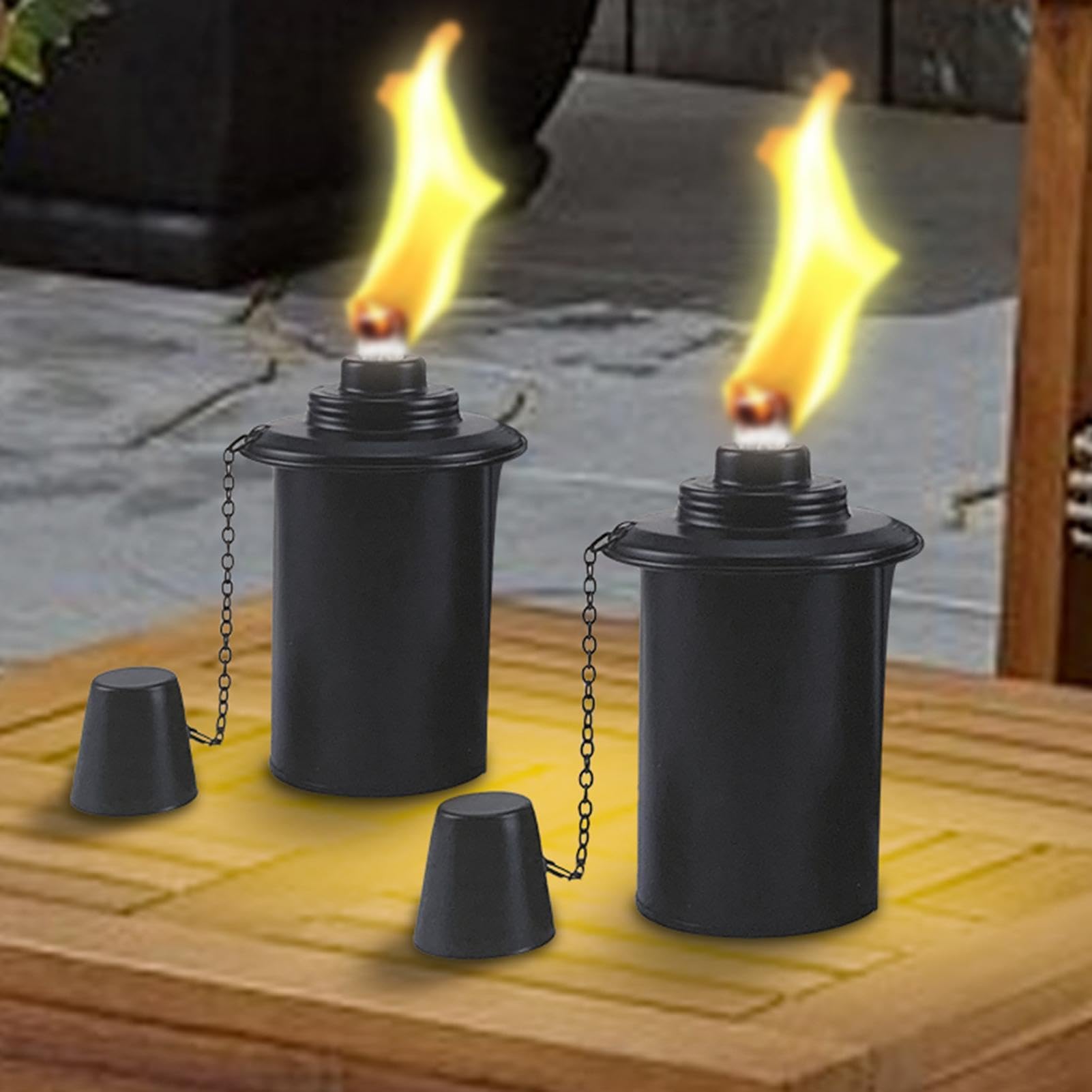Bidones recargables para linterna, juego de 4 unidades, bidón de metal para antorchas con tapa, iluminación nocturna, para jardín, manualidades, bidón de repuesto para césped al aire libre