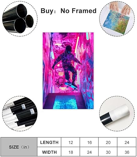 Miniatura 2 de Retro Cyber Skater Wall Art  Y2K Punk Poster for Cool Teen Room Decor & Gamers Poster Print Decorative Painting Canvas Wall Art Living Room Posters