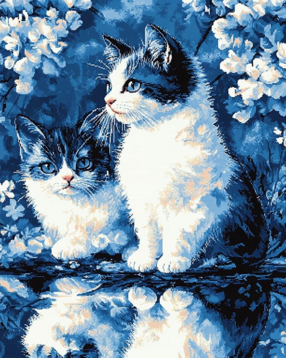 WallustrioaW Cross Stitch Kits,Animal cat,11CT Cross Stitch for Adults,Stamped Cross Stitch Kits Beginner Embroidery for Adults,40x50cm
