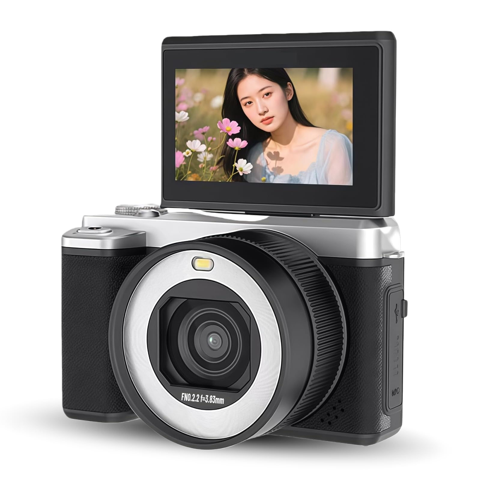 Fotocamera digitale 5K 80MP per fotografia, WiFi Vlog, fotocamera con messa a fuoco automatica con zoom ottico 18X, schermo flip da 3 pollici a 180 gradi e doppio obiettivo anteriore e posteriore