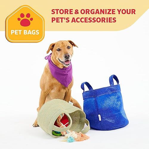 Miniatura 5 de Coolaroo Paquete de 3 contenedores de juguetes para perros pequeños, medianos y grandes y resistentes y de viaje, bolsa de correa y golosinas, arena