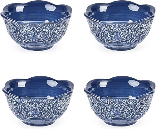 Sungmor Juego de vajilla barroca de porcelana de estilo antiguo, juego de 2 cuencos de postre, cuencos de ensalada de 10 onzas, juegos de cuencos de