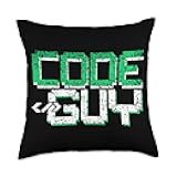 Developer It Software Programming Developing Job Guy Programmer Coder Sayings Coding Throw Pillow, 18x18, Multicolor
