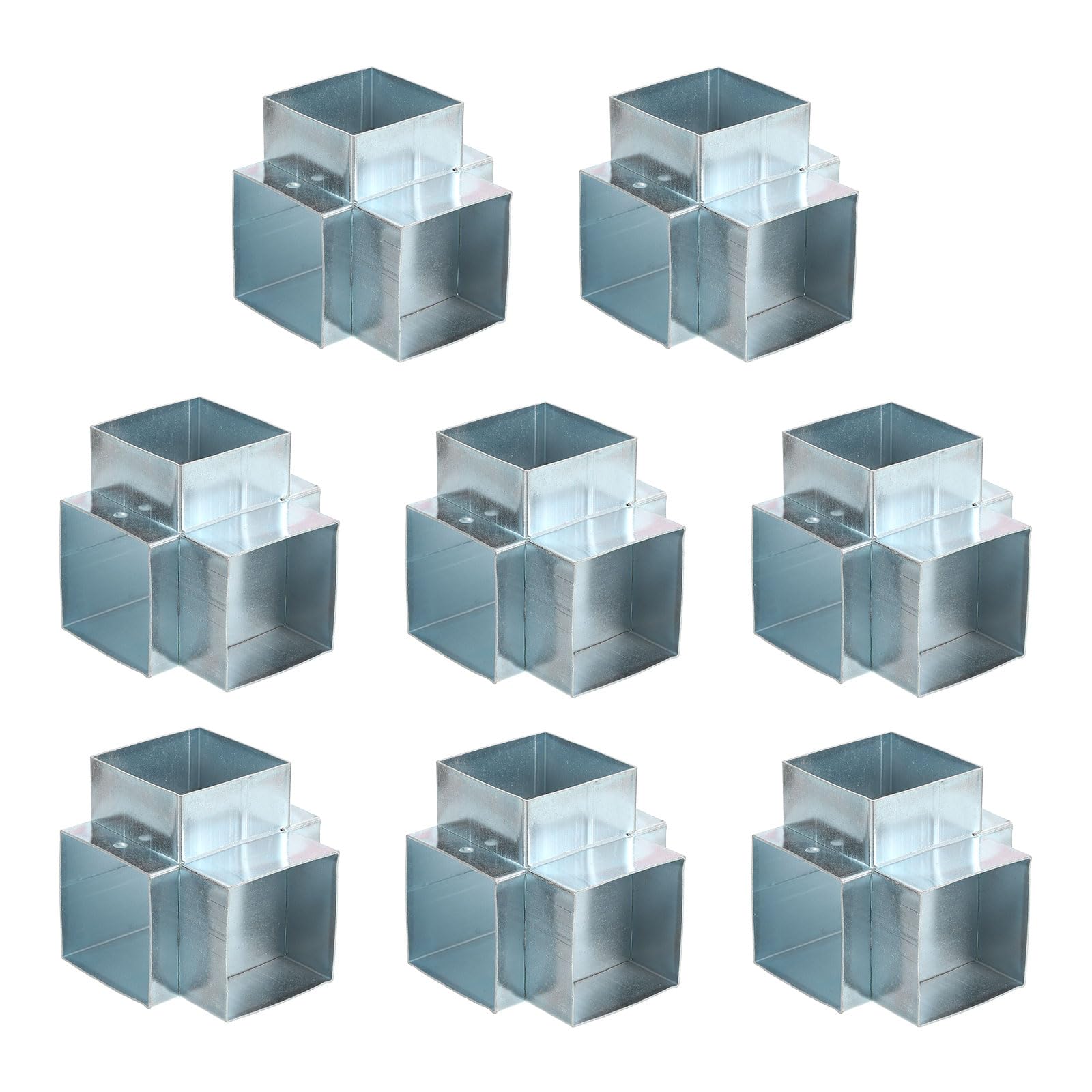 QUARKZMAN 4-Wege Pavillon Winkelverbinder Kit Rechtwinklige Eckhalterung Holzbau DIY Pfostenbasis Kit Für 2.4" x 2.4" Bauholz Für Outdoor Terrasse Pavillon Blockhütten (8 Stück)