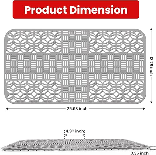 Miniatura 2 de Toovem - Tapetes para fregadero de cocina, protectores de fregadero de 26 x 14 pulgadas para fregadero de cocina, alfombrillas de silicona para la