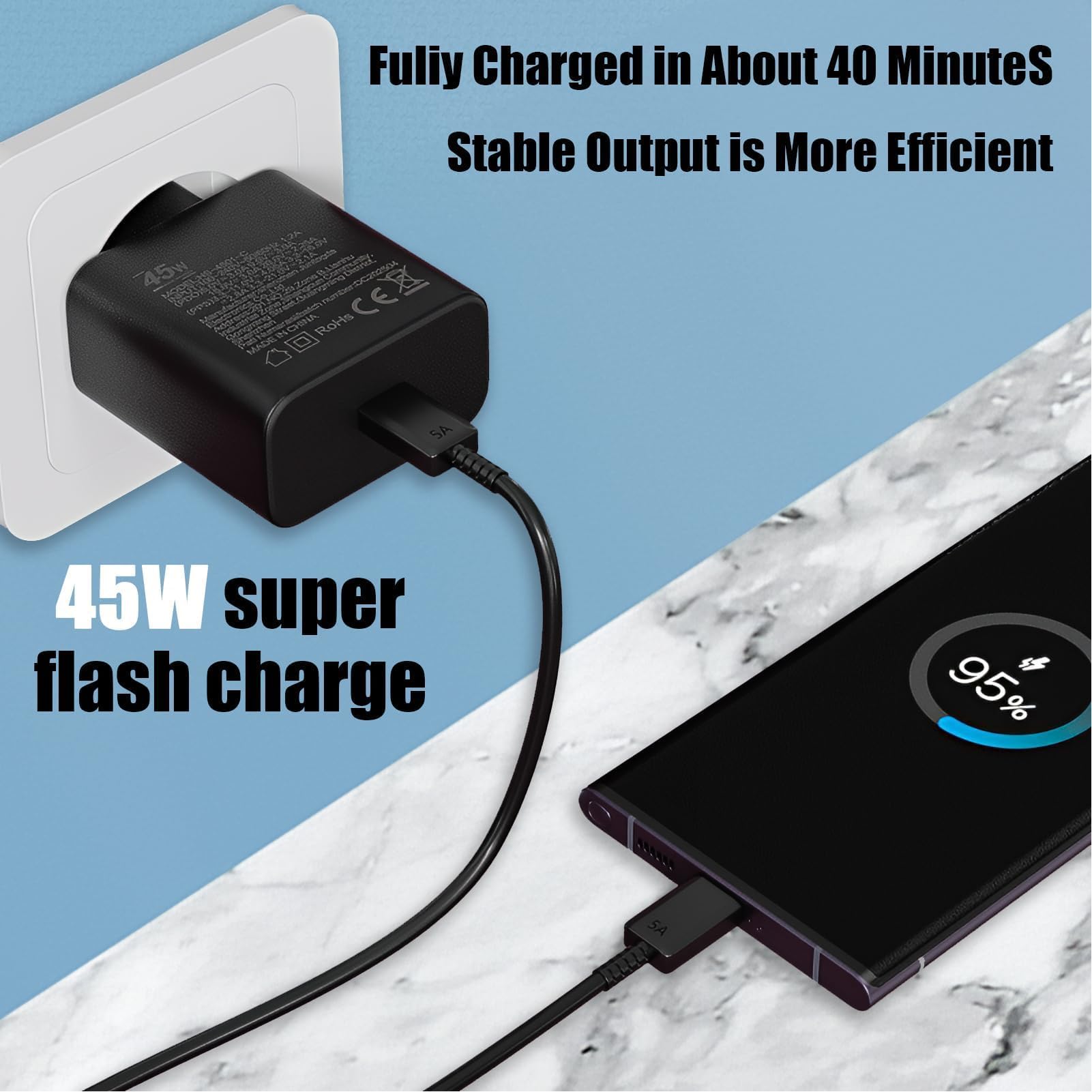 Alimentatore 5V 2A Paicreate, Caricabatterie con cavo (2m), Caricatore USB C Compatibile with Samsung/iPhone/Huawei/xiaomi,Ingresso 100-240V