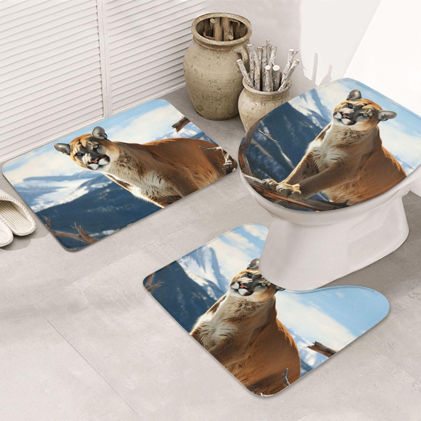 Tapis de bain en forme de U lot de 3 absorbant avec structure textile antidérapante