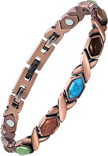 Jecanori Pure Copper Bracelets for Women, Colorful Turquoise Magnetic Bracelets for Women with 3800 Gauss Ultra Magnets and Sizing Tool